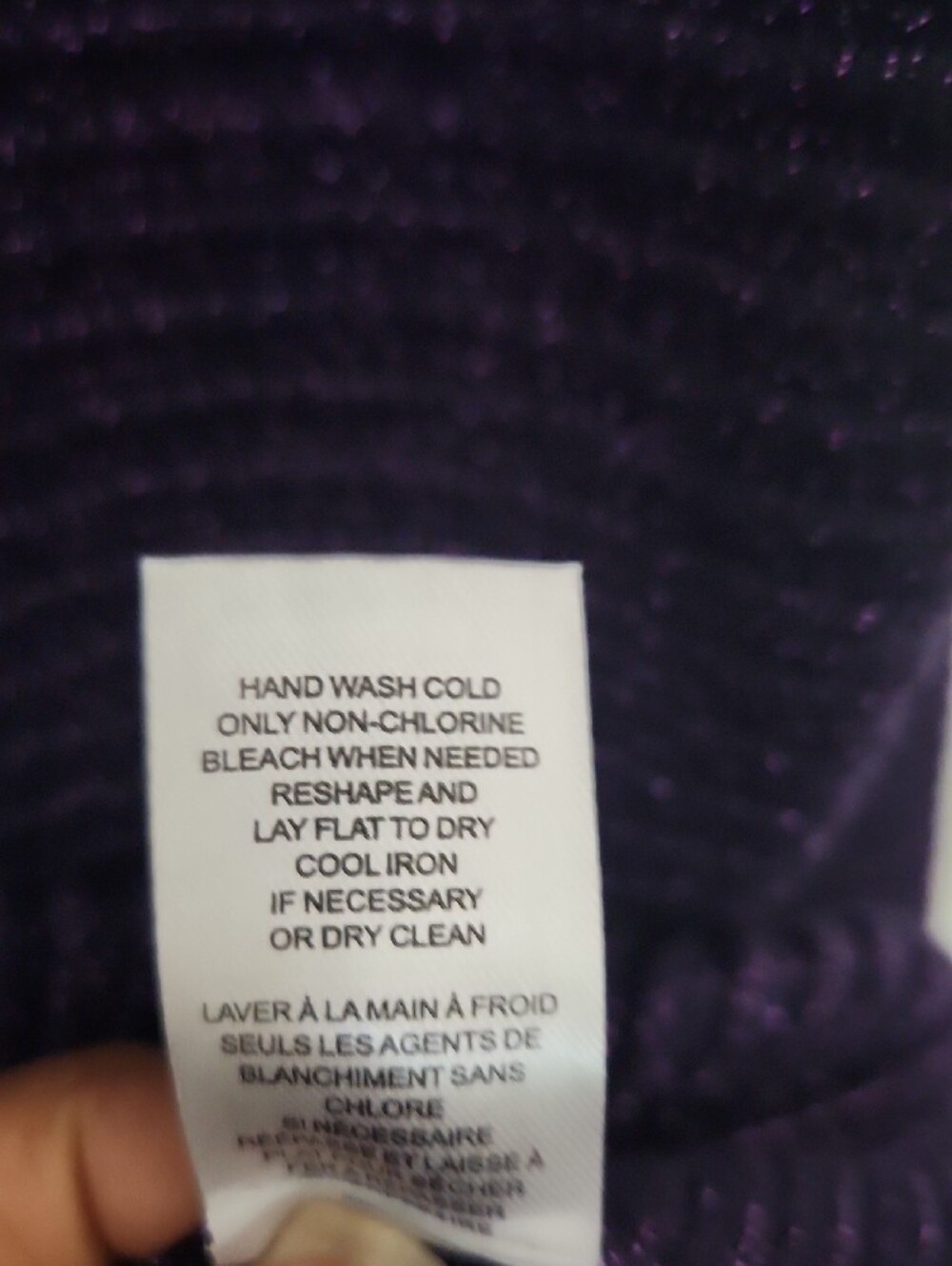 Cozy Fall Holiday Going Out Tahari Purple Metallic Ribbed Turtleneck Sweater - Picture 6 of 6